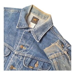VTG 70s–80s Lee Riders‎ Distressed Denim Jacket Union Made USA Men's 40L